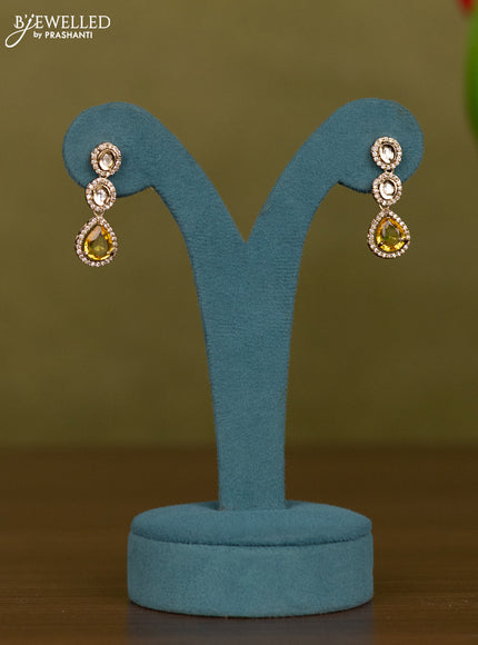 Necklace with yellow & kundan and cz stones in victorian finish