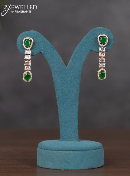 Zircon necklace with emerald and cz stones in gold finish