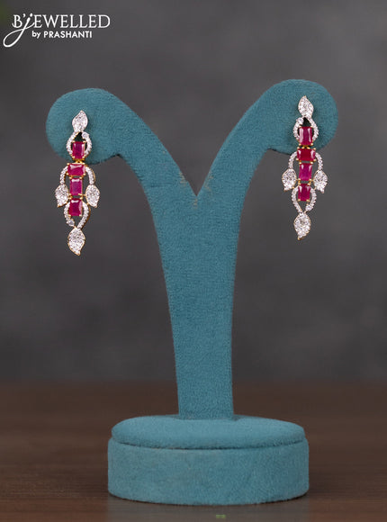 Zircon necklace with ruby and cz stones in gold finish