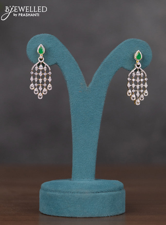 Zircon necklace with emerald and cz stones in gold finish