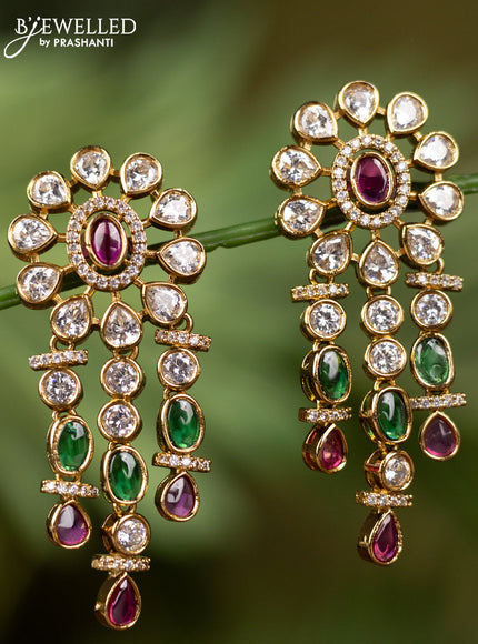 Antique earrings with kemp & kundan and cz stones