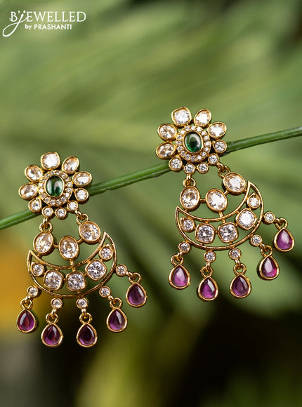 Antique earrings with kemp & kundan and cz stones