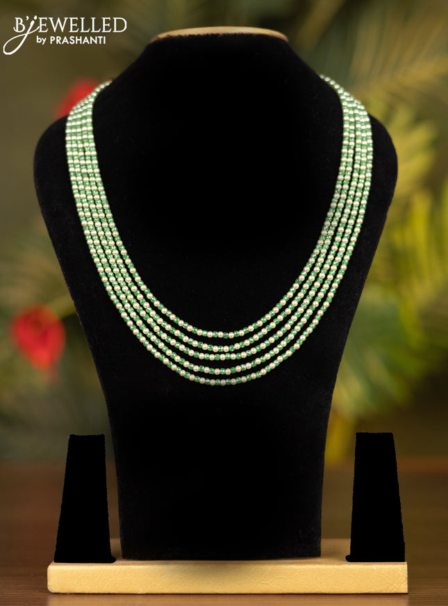 Beaded multilayer green necklace without earrings