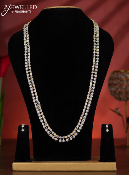 Zircon haaram with cz stones in gold finish