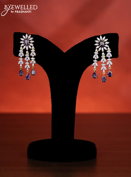 Zircon haaram with purple and cz stones in gold finish