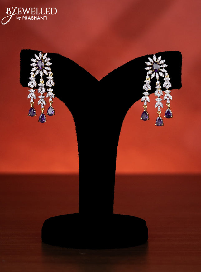 Zircon haaram with purple and cz stones in gold finish