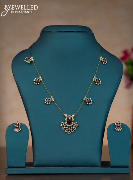 Invisible chain with ruby and cz stones