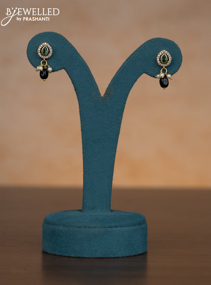 Invisible chain with multicolour & cz stones and pearl & green beads hangings