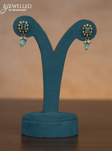 Invisible chain with mint green & kundan stones and pearl & mint green beads hangings