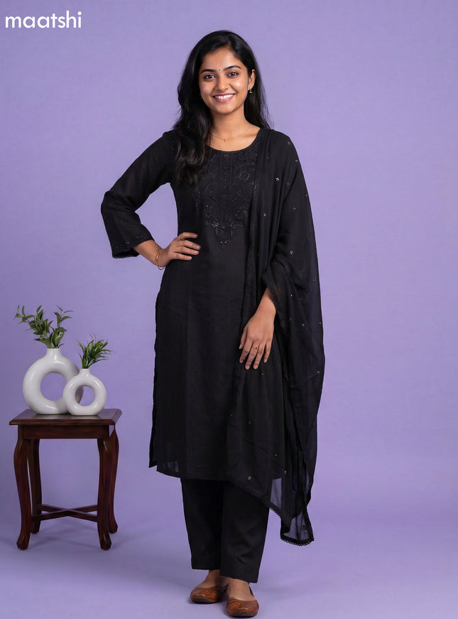 Black with allover Zari Work Embroidery Salwar Suits