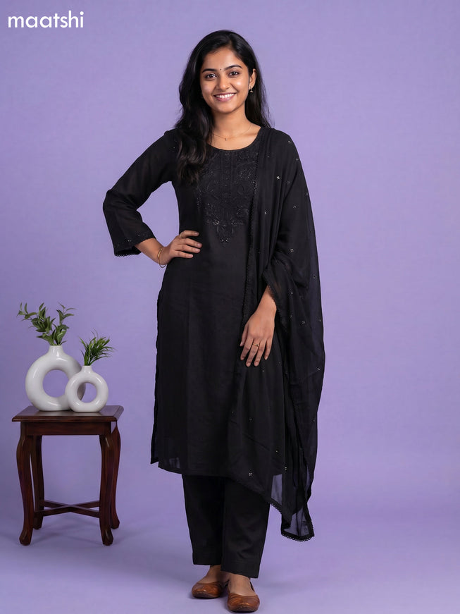 Black with allover Zari Work Embroidery Salwar Suits