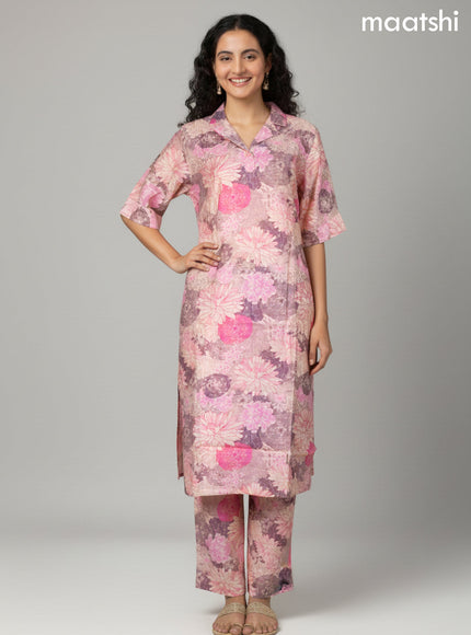 Peach Shade Rayon Floral Printed Co-Ord Set and Straight cut pant