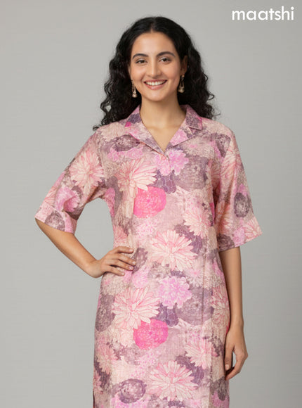 Peach Shade Rayon Floral Printed Co-Ord Set and Straight cut pant