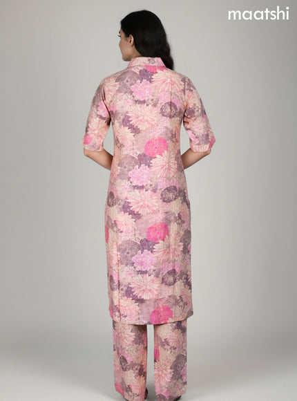 Peach Shade Rayon Floral Printed Co-Ord Set and Straight cut pant