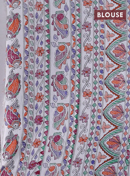 Pochampally silk saree deep maroon and cream with allover ikat woven buttas and madhubani prints