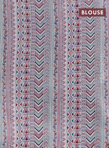 Pochampally silk saree dark pink and cream with allover ikat woven buttas and madhubani prints