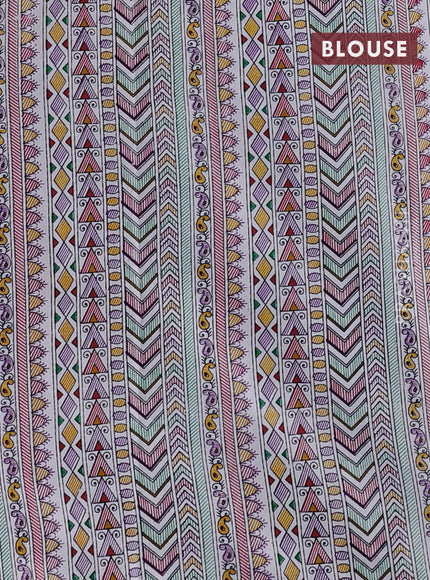 Pochampally silk saree lavender and cream with allover ikat woven buttas and madhubani prints