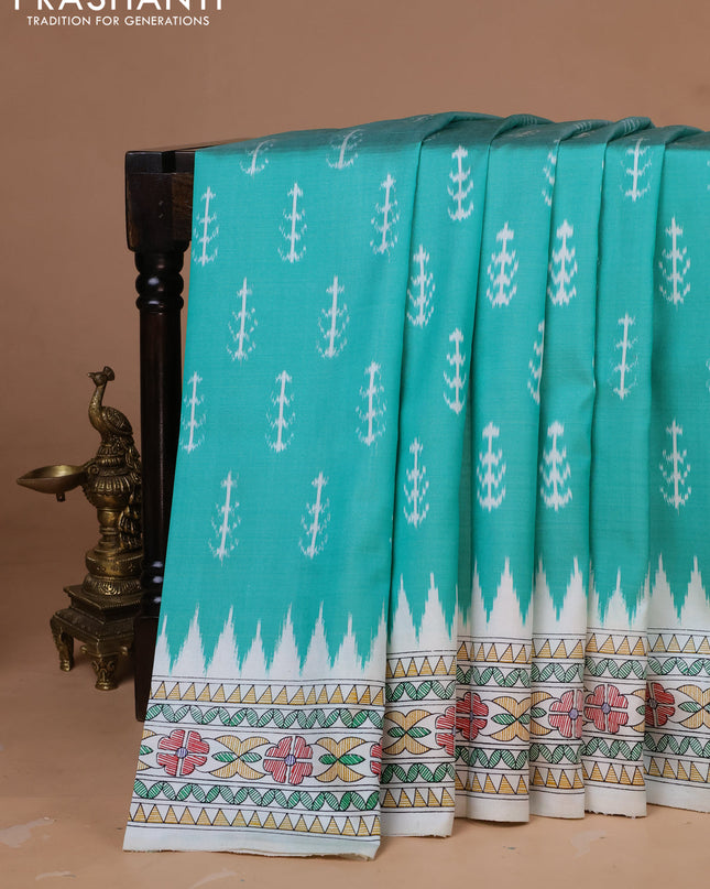 Pochampally silk saree deep maroon and cream with allover ikat woven buttas and madhubani prints