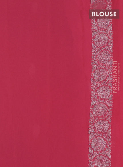 Banarasi chiffon saree peach pink with silver zari woven buttas and floral silver zari woven border