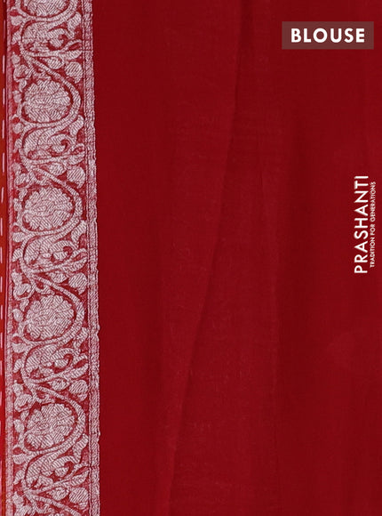 Banarasi chiffon saree mustard yellow and maroon with silver zari woven buttas and floral silver zari woven border