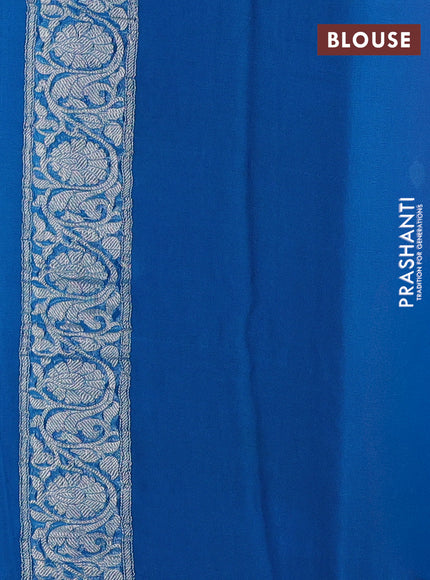 Banarasi chiffon saree purple and cs blue with silver zari woven buttas and floral silver zari woven border