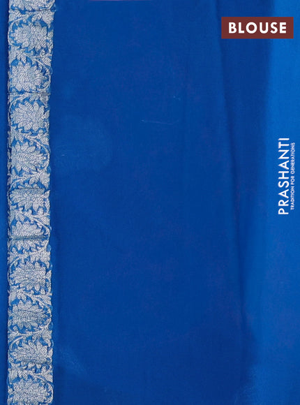 Banarasi chiffon saree black and cs blue with silver zari woven buttas and floral silver zari woven border