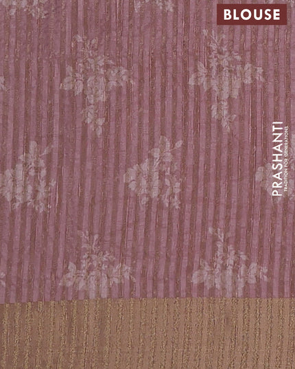 Semi matka saree pastel pink with allover floral prints & sequence work and zari woven border