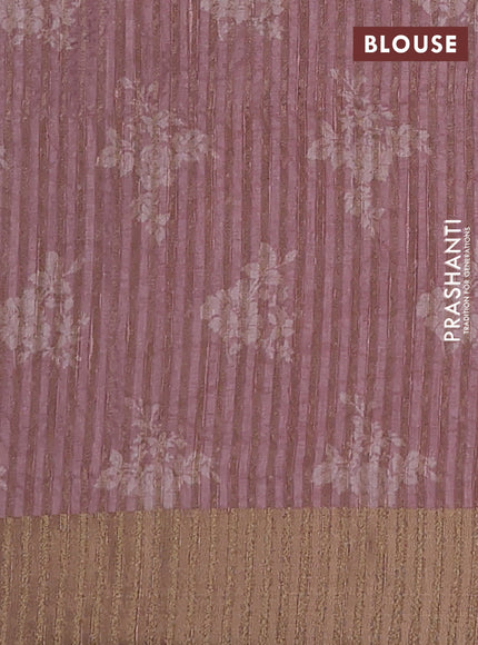 Semi matka saree pastel pink with allover floral prints & sequence work and zari woven border