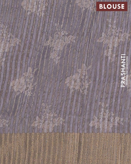 Semi matka saree grey with allover floral prints & sequence work and zari woven border