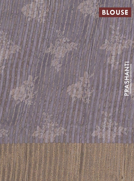 Semi matka saree grey with allover floral prints & sequence work and zari woven border