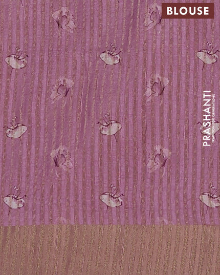 Semi matka saree pastel pink with allover floral prints & sequence work and zari woven border