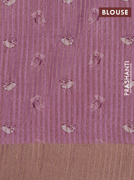 Semi matka saree pastel pink with allover floral prints & sequence work and zari woven border