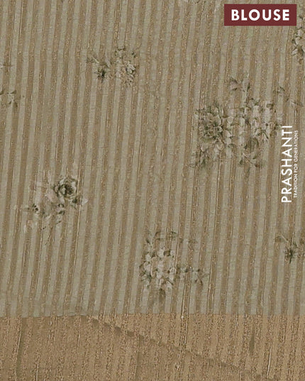 Semi matka saree pista green with allover floral prints & sequence work and zari woven border