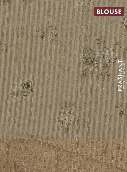 Semi matka saree pista green with allover floral prints & sequence work and zari woven border