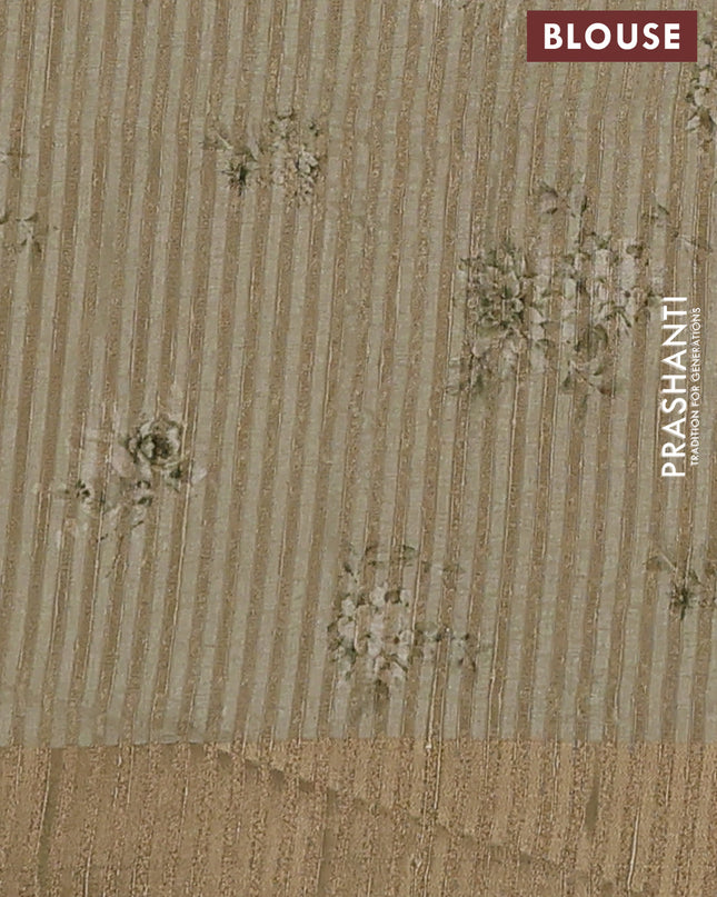 Semi matka saree pista green with allover floral prints & sequence work and zari woven border