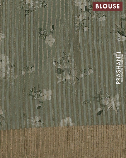 Semi matka saree pastel green with allover floral prints & sequence work and zari woven border