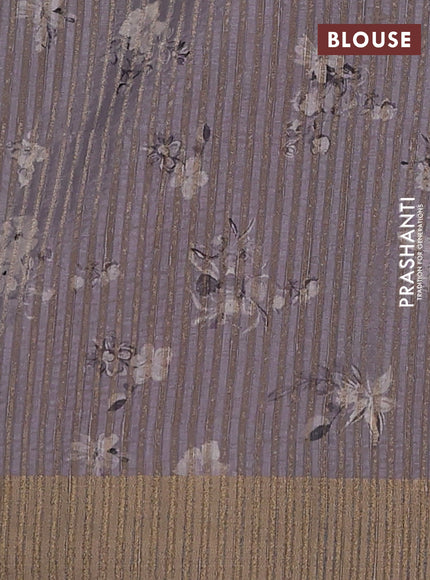 Semi matka saree grey with allover floral prints & sequence work and zari woven border