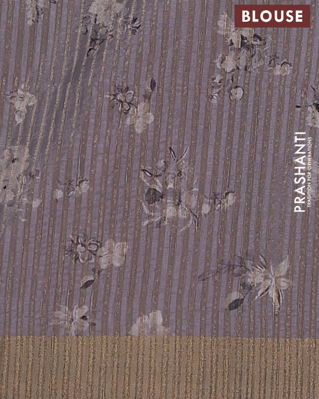 Semi matka saree grey with allover floral prints & sequence work and zari woven border