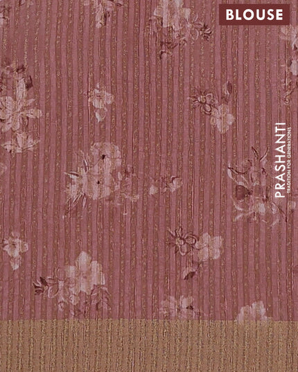 Semi matka saree pastel pink with allover floral prints & sequence work and zari woven border