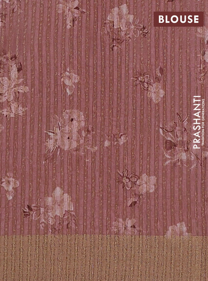 Semi matka saree pastel pink with allover floral prints & sequence work and zari woven border