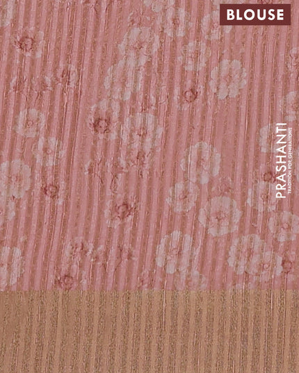 Semi matka saree peach shade with allover floral prints & sequence work and zari woven border