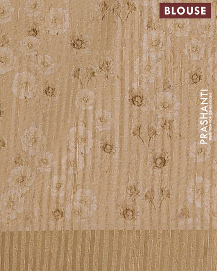 Semi matka saree beige and sandal with allover floral prints & sequence work and zari woven border