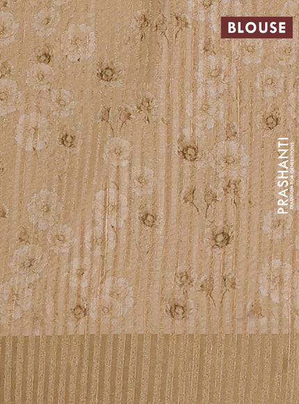 Semi matka saree beige and sandal with allover floral prints & sequence work and zari woven border