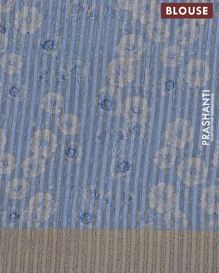 Semi matka saree pastel blue with allover floral prints & sequence work and zari woven border