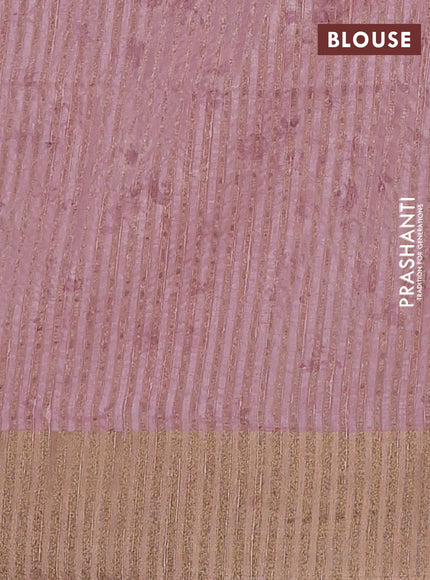 Semi matka saree peach shade with allover floral prints & sequence work and zari woven border