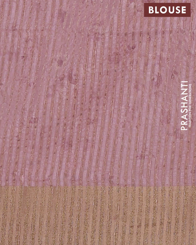 Semi matka saree peach shade with allover floral prints & sequence work and zari woven border