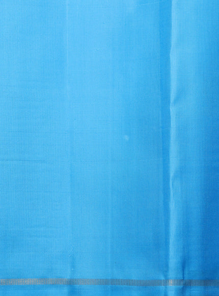 Pure kanchipuram silk saree deep coffee brown and light blue with annam & rudhraksha zari woven buttas in borderless style