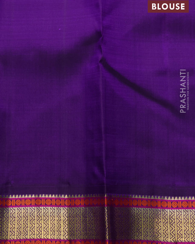 Pure kanchipuram silk saree pastel pink and violet with zari woven buttas and zari woven korvai border