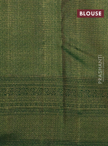 Pure kanchipuram silk saree pink and green with allover zari woven annam brocade weaves and rich banarasi style border
