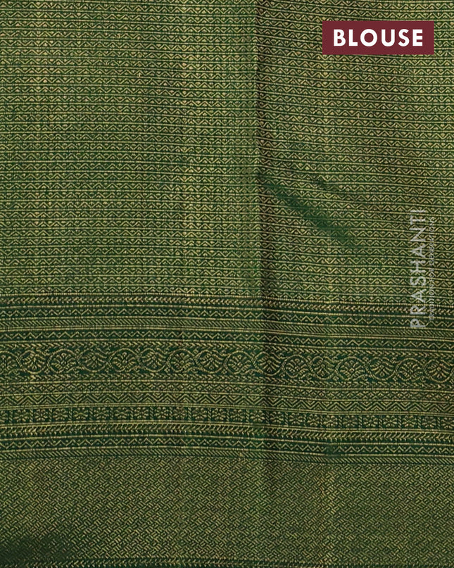 Pure kanchipuram silk saree pink and green with allover zari woven annam brocade weaves and rich banarasi style border